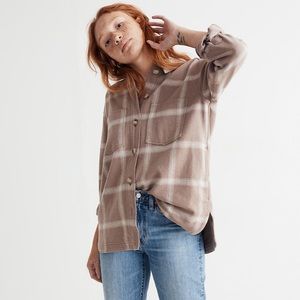 Madewell Flannel Kentwood Oversized Shirt-Jacket in Windowpane Size Large EUC